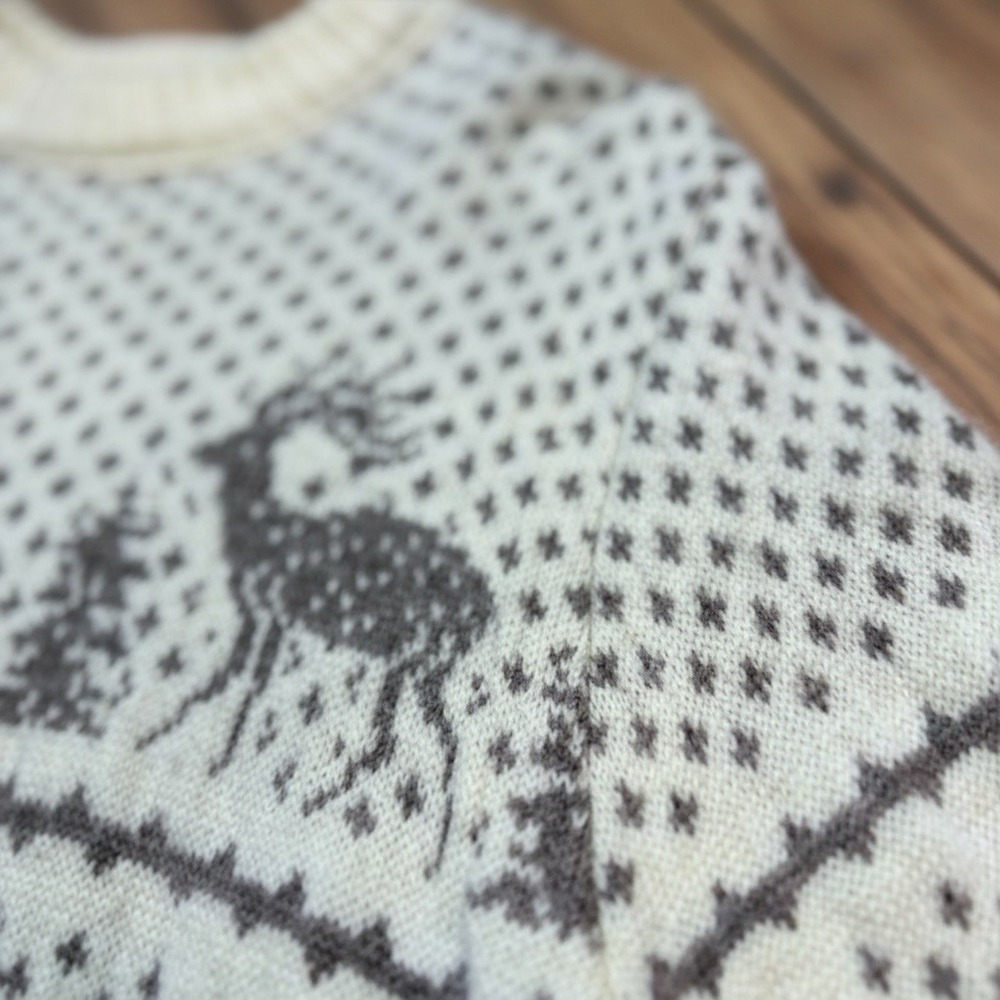 VTG Shetland Knitwear Wool Sweater Womens‎ S Deer Nordic Fair Isle USA Winter - Picture 4 of 8